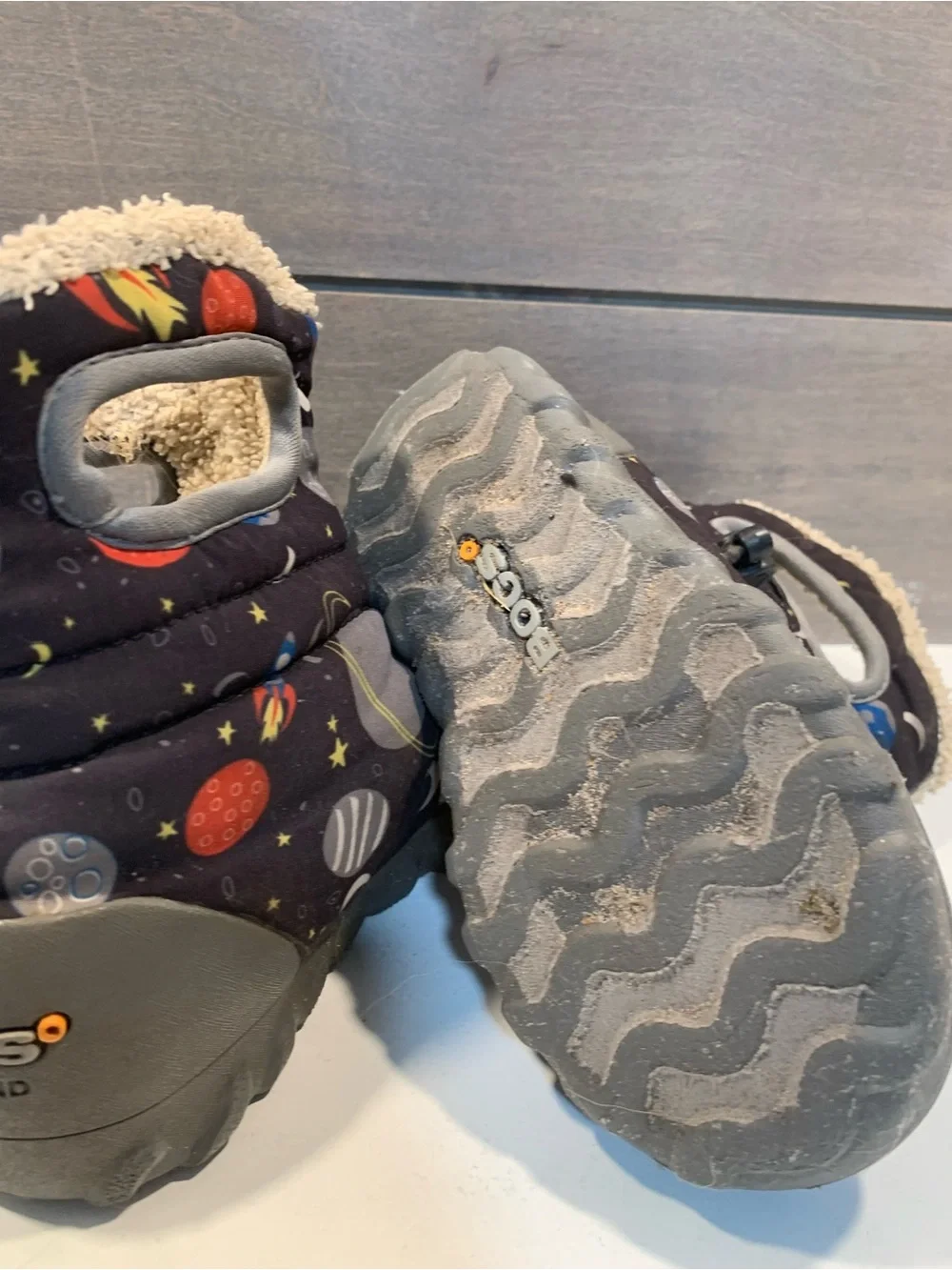 Bogs Kids Space Print Fleece Lined Boot Waterproof Sz 10 Thermal Casual Outdoor